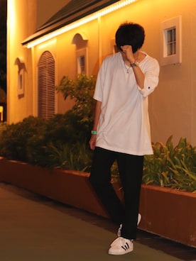 「Champion（チャンピオン）のアイテム（Tシャツ/カットソー）」を使った、SHOTAさん（メンズ・176cm）の夏コーディネート