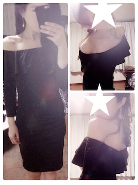 「ZARA（ザラ）のアイテム（ワンピース/ドレス、ブラック系）」を使った、shipoyanさん（レディース・156cm）の冬コーディネート