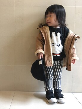 「Samansa Mos2（サマンサ モスモス）のアイテム（ジャケット/アウター）」を使った、coco and doreenさん（キッズ・90cm）の冬コーディネート