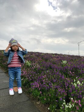 「flower」｜「アイテム（ジャケット/アウター）」を使った、coco and doreenさん（キッズ・90cm）の秋コーディネート