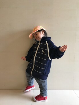 「PUMA（プーマ）のアイテム（ジャケット/アウター）」を使った、coco and doreenさん（キッズ・100cm）の春コーディネート