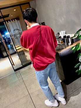 「ZARA（ザラ）のアイテム（その他パンツ、ブルー系）」を使った、pinkoo316さん（メンズ・170cm）の冬コーディネート
