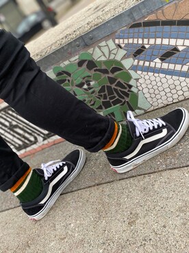 「VANS（バンズ）のVANS ヴァンズ OLD SKOOL DX オールドスクール DX V36CL+ BLACK（スニーカー、ブラック系）」を使った、pinkoo316さん（メンズ・170cm）の冬コーディネート