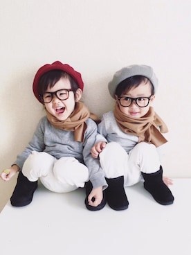 「カップルコーデ」｜「アイテム（その他シューズ）」を使った、Nana‎٭¨̮❼さん（キッズ・90cm）の冬コーディネート