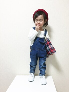 「アイテム（クラッチバッグ）」を使った、Nana‎٭¨̮❼さん（キッズ・90cm）の冬コーディネート