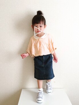 「FITH（フィス）のアイテム（スカート）」を使った、Nana‎٭¨̮❼さん（キッズ・90cm）の春コーディネート
