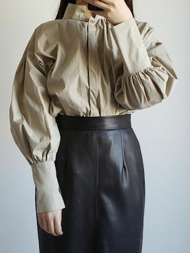 「アイテム（トップス、ベージュ系）」を使った、honoさん（レディース・154cm）の冬コーディネート