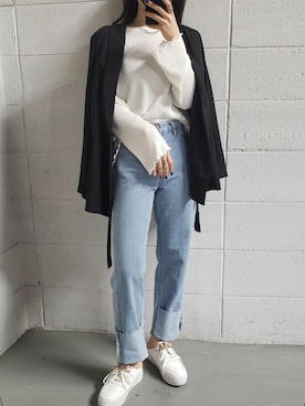 「オトナカジュアル」｜「アイテム（スリッポン）」を使った、honoさん（レディース・154cm）の春コーディネート