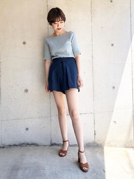 「Yves Saint Laurent（イヴサンローラン）のアイテム（サンダル）」を使った、Risaさん（レディース・167cm）の春コーディネート