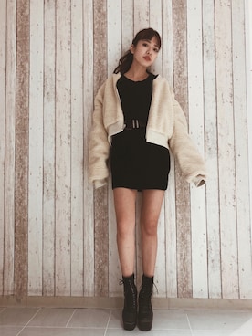 「EVRIS（エヴリス）のアイテム（ブルゾン）」を使った、karenさん（レディース・156cm）の冬コーディネート