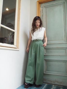 「EVRIS（エヴリス）のアイテム（パンツ）」を使った、karenさん（レディース・155cm）の夏コーディネート