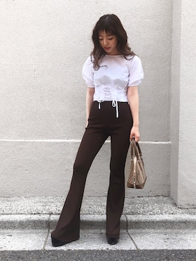 「EVRIS（エヴリス）のアイテム（バッグ）」を使った、karenさん（レディース・155cm）の夏コーディネート