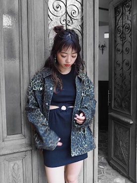 「肌見せ」｜「アイテム（デニムジャケット）」を使った、karenさん（レディース・156cm）の夏コーディネート