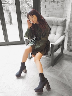 「EVRIS（エヴリス）のアイテム（ジャケット/アウター）」を使った、karenさん（レディース・156cm）の秋コーディネート