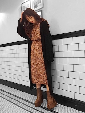 「EVRIS（エヴリス）のアイテム（ワンピース/ドレス）」を使った、karenさん（レディース・156cm）の秋コーディネート