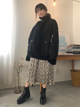 「EVRIS（エヴリス）のアイテム（ブルゾン）」を使った、karenさん（レディース・156cm）の秋コーディネート