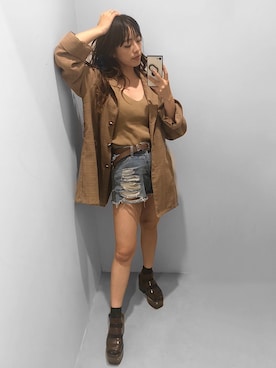 「秋のブラウンスタイル」｜「アイテム（ジャケット/アウター）」を使った、karenさん（レディース・156cm）の秋コーディネート