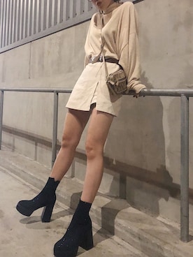 「Bershka（ベルシュカ）のアイテム」を使った、karenさん（レディース・156cm）の秋コーディネート