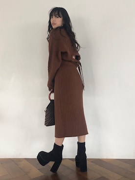 「EVRIS（エヴリス）のアイテム（ワンピース/ドレス）」を使った、karenさん（レディース・156cm）の秋コーディネート