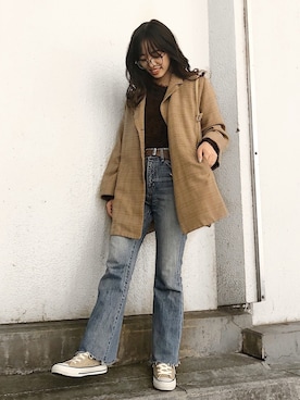 「EVRIS（エヴリス）のアイテム（ジャケット/アウター）」を使った、karenさん（レディース・156cm）の秋コーディネート