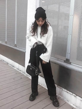 「EVRIS（エヴリス）のアイテム（帽子）」を使った、karenさん（レディース・156cm）の冬コーディネート