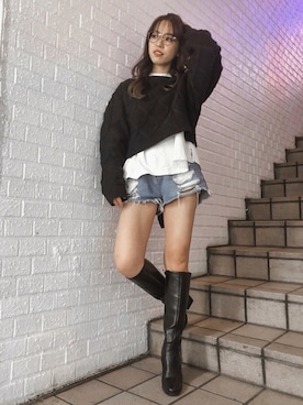 「ニーハイブーツ」｜karenさん（レディース・156cm）の冬コーディネート