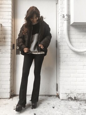 「足長効果」｜「アイテム（ブルゾン）」を使った、karenさん（レディース・156cm）の冬コーディネート