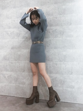 「EVRIS（エヴリス）のアイテム（ワンピース/ドレス）」を使った、karenさん（レディース・156cm）の冬コーディネート