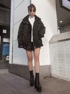 「EVRIS（エヴリス）のアイテム（ブルゾン）」を使った、karenさん（レディース・156cm）の冬コーディネート