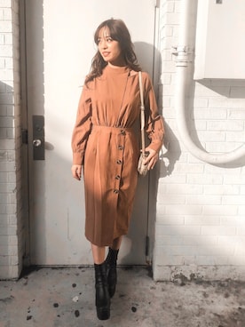 「EVRIS（エヴリス）のアイテム（ワンピース/ドレス）」を使った、karenさん（レディース・156cm）の冬コーディネート