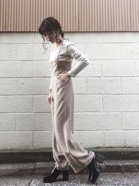「EVRIS（エヴリス）のアイテム（サロペット/オーバーオール）」を使った、karenさん（レディース・156cm）の冬コーディネート