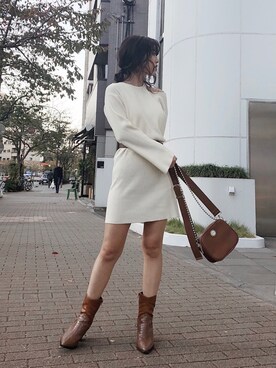 「EVRIS（エヴリス）のアイテム（ワンピース/ドレス）」を使った、karenさん（レディース・156cm）の冬コーディネート