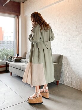 「EVRIS（エヴリス）のアイテム（トレンチコート）」を使った、karenさん（レディース・156cm）の春コーディネート