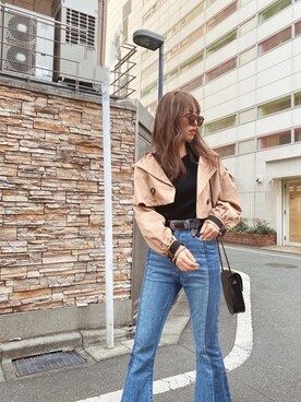 「EVRIS（エヴリス）のアイテム（トレンチコート）」を使った、karenさん（レディース・156cm）の春コーディネート