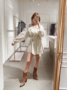 「EVRIS（エヴリス）のアイテム（ジャケット/アウター）」を使った、karenさん（レディース・156cm）の春コーディネート