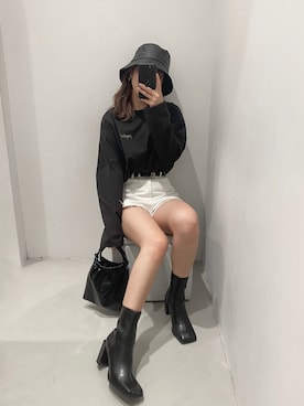 「EVRIS（エヴリス）のアイテム（帽子）」を使った、karenさん（レディース・156cm）の秋コーディネート