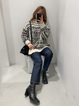 「柄ニット」｜karenさん（レディース・156cm）の秋コーディネート