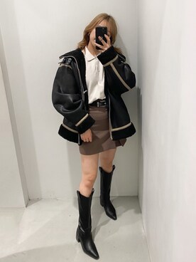 「EVRIS（エヴリス）のアイテム（ブルゾン）」を使った、karenさん（レディース・156cm）の冬コーディネート