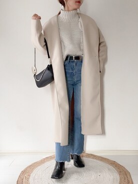 「EVRIS（エヴリス）のアイテム（チェスターコート）」を使った、karenさん（レディース・156cm）の冬コーディネート
