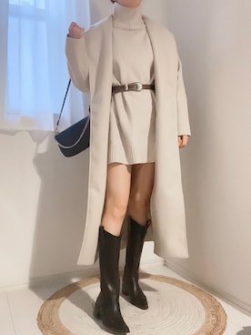 「EVRIS（エヴリス）のアイテム（チェスターコート）」を使った、karenさん（レディース・156cm）の冬コーディネート