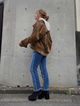 「EVRIS（エヴリス）のアイテム（ブルゾン）」を使った、karenさん（レディース・156cm）の冬コーディネート