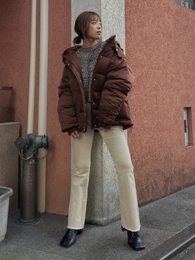 「EVRIS（エヴリス）のアイテム（ダウンジャケット/コート）」を使った、karenさん（レディース・156cm）の冬コーディネート