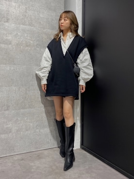 「Bershka（ベルシュカ）のアイテム」を使った、karenさん（レディース・156cm）の冬コーディネート