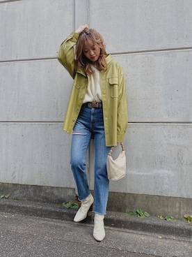 「EVRIS（エヴリス）のアイテム（ジャケット/アウター）」を使った、karenさん（レディース・156cm）の春コーディネート