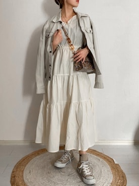 「EVRIS（エヴリス）のアイテム（ワンピース/ドレス）」を使った、karenさん（レディース・156cm）の春コーディネート