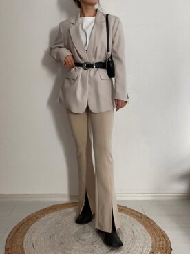 「H&M（エイチ・アンド・エム）のアイテム（ジャケット/アウター）」を使った、karenさん（レディース・156cm）の春コーディネート