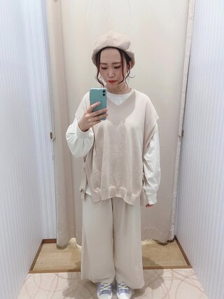 YUKI使用「earth music&ecology（【2020春夏】フレンチリネンブレンドワイドパンツ）」的時尚穿搭
