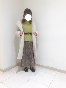 「ピスタチオ」｜「アイテム（その他アウター）」を使った、YUKIさん（レディース・153cm）の冬コーディネート
