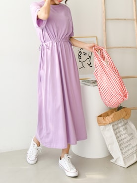 「アイテム（ワンピース/ドレス、パープル系）」を使った、FRESHYさん（レディース・163cm）の夏コーディネート