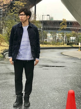 「UNIVERSAL OVERALL（ユニバーサルオーバーオール）のアイテム（ジャケット/アウター）」を使った、N i s s yさん（メンズ・172cm）の春コーディネート